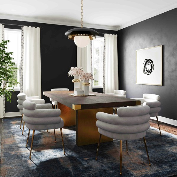 Furniture Edit Dente Grey Velvet Dining Chair