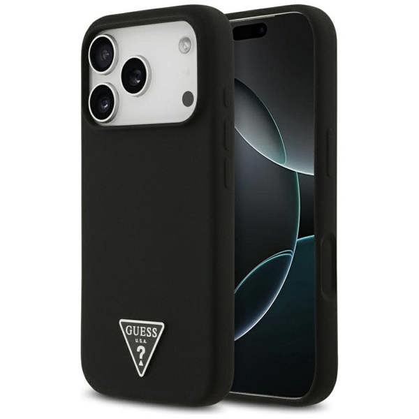 Guess Silicone Triangle Logo Case with MagSafe for iPhone 17 Pro Max 6.9" Black - GUHMP17XSCTRLMK