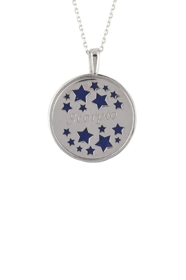 Zodiac Lapis Lazuli Gemstone Star Constellation Pendant Necklace Silver Scorpio - LATELITA Necklaces