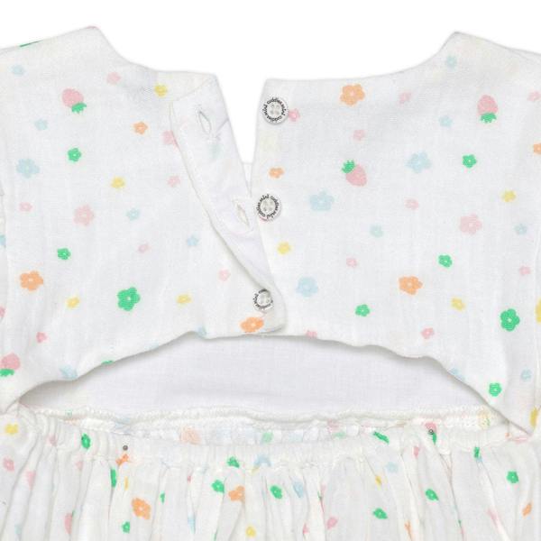 Mini Cuddles Baby Girls Floral Print Dress, White