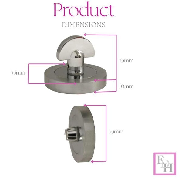 EDH Door Hardware Polished Chrome Bathroom Thumb Turn & Release Lock – Privacy Turn for Internal Doors