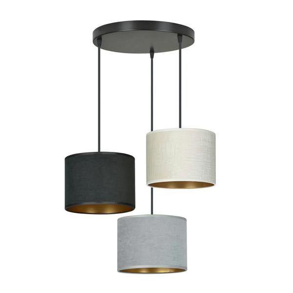 Emibig HILDE Pendant lamp 3 x E27 Black with Black, Grey and White Shade