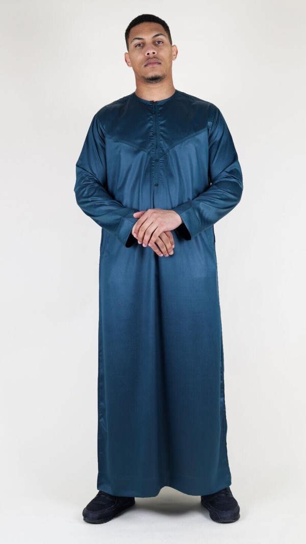 Infinity Leather Men's Thobe Robe Satin Emirati Islamic Jubba Eid Regular Fit