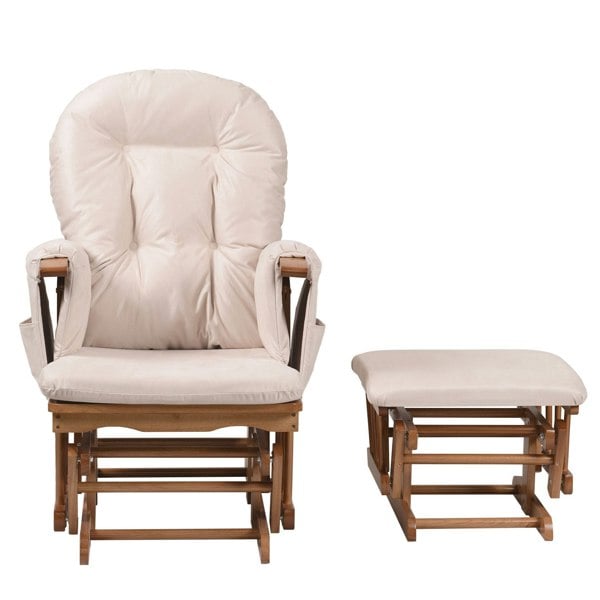 Haywood Natural Wood and beige cushions glider nursing chair front image