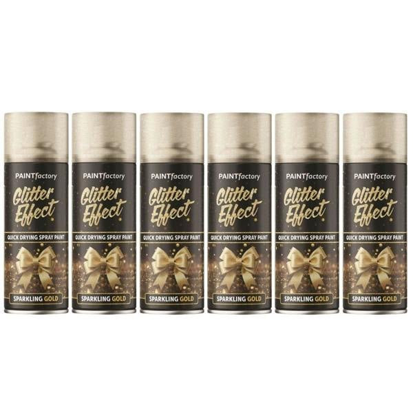 Paint Factory 6X -  Gold Glitter Effect Spray Paint 400ml