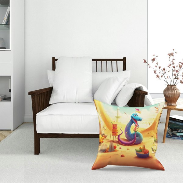 Warren Reed Snake On A Beach Holiday Floor Cushion