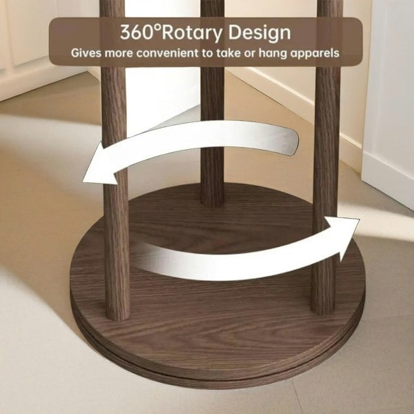 Rafaelo Mobilia Rotating 360 Wooden Coat Stand With 9 Hooks Brown