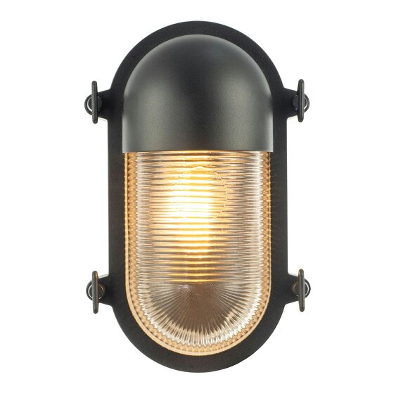 Happy Homewares Stylish Industrial Bulkhead Outdoor Wall Light Fitting in Matte Black
