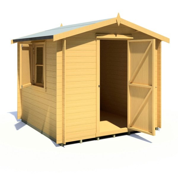 Shire Camelot 8x8 Log Cabin 19mm interlock Cladding with security window