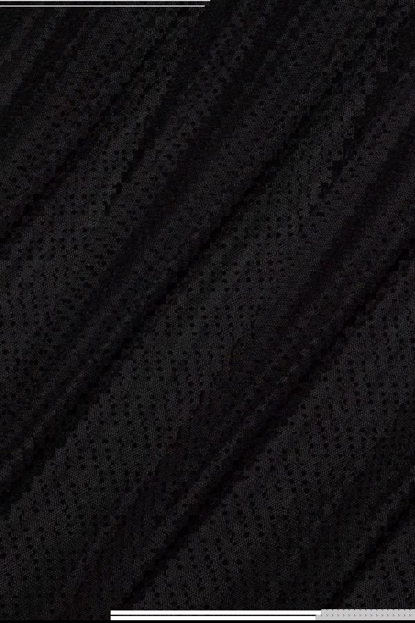 Dobby Mesh Feather Sleeve Hem Maxi Dress - Black DR4046