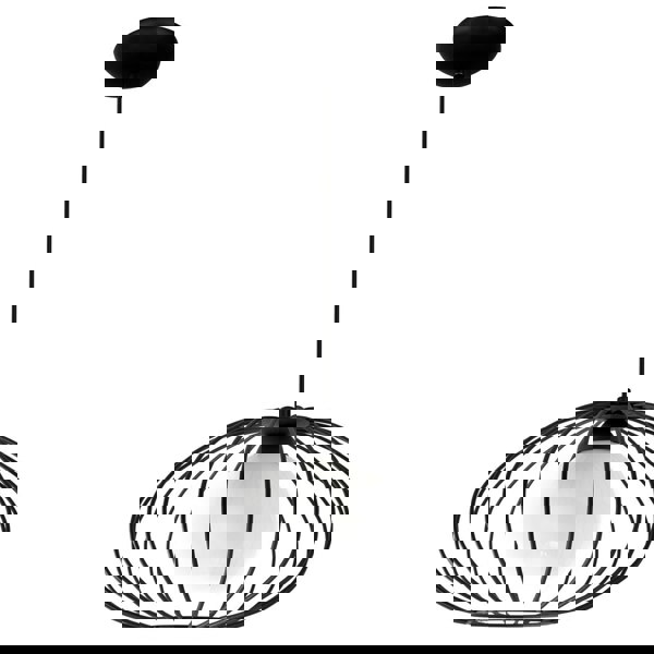 Milagro Kronos Pendant Lamp 1XE14 Industrial Chic With The Flattened Cage Surrounding The Elegant Glass Shade