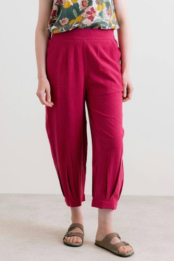 Lily & Me Sail Linen Blend Cropped Trousers Boysenberry
