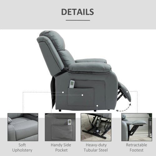 Bobobiy Riser and Recliner Chair with Massage, Power Lift Recliner Chair for Elderly with Remote Control, Grey