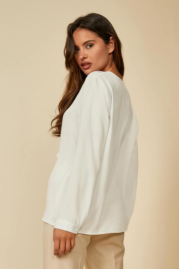 Hoxton Gal Oversized Top with Frilled Front in White
