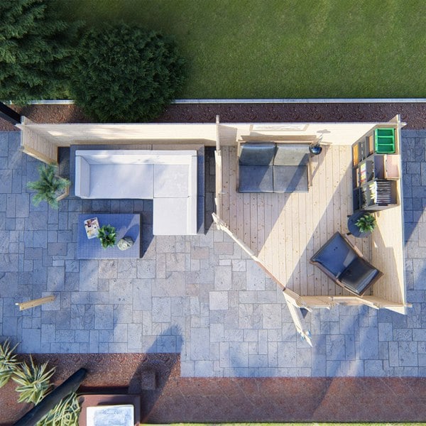 Shire Amarrillo 20x10 Log Cabin and Shelter combination 44mm cladding - Best Shed