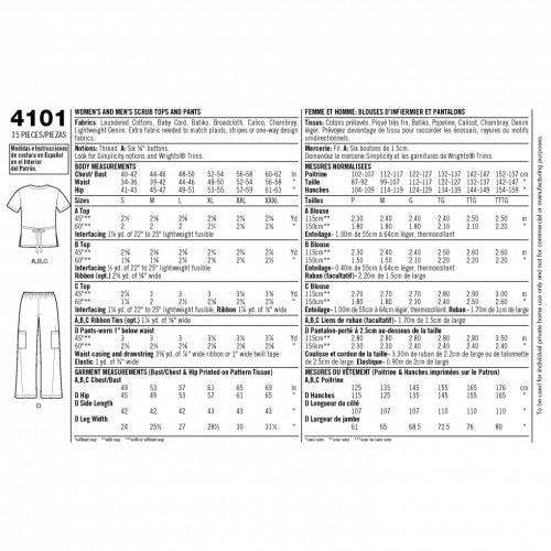 Simplicity Sewing Pattern 4101, Trousers, Tops for Men, Women, S-M-L - Easy