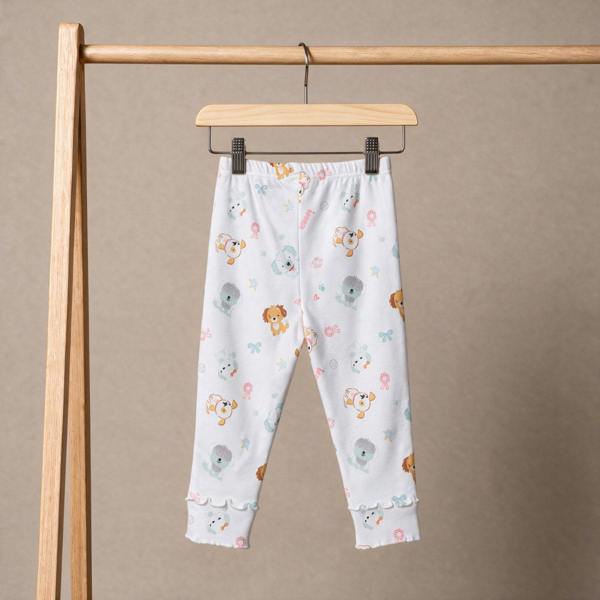 Mini Cuddles Baby Girls Printed Leggings Pack of 3, White, Mint and Navy Blue