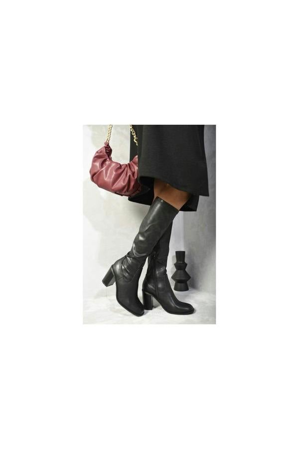 Madison Block Heel Knee High Boots - Black