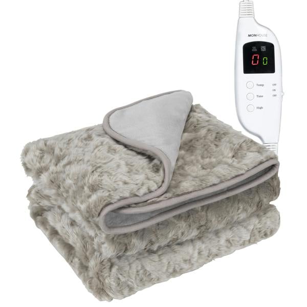 MONHOUSE Heated Electric Throw 9H Timer 9 Heat Setting Fleece Blanket