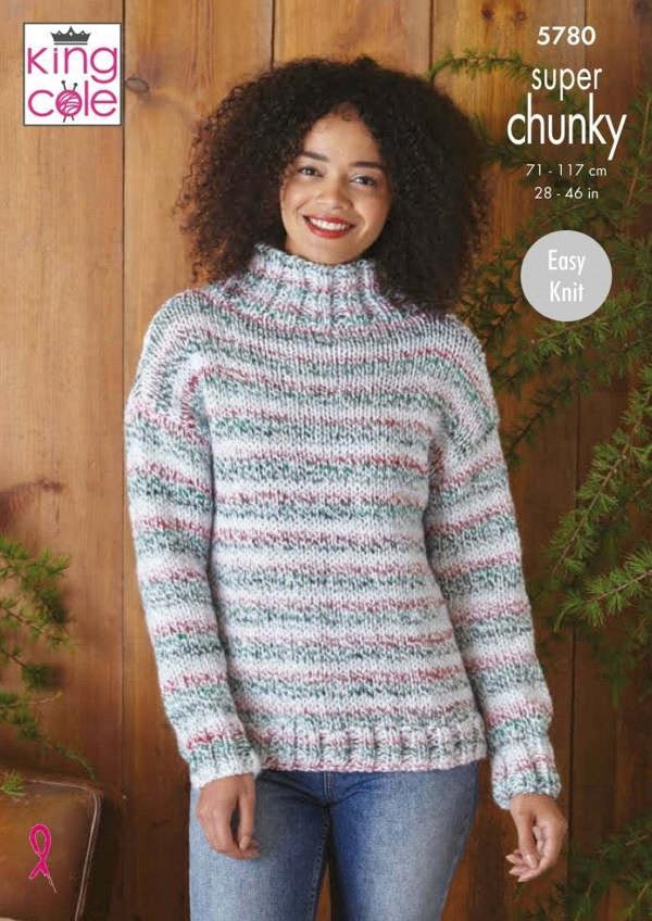 King Cole Christmas Super Chunky Knitting Pattern 5780, Cardigans, Sweaters for Women, 28 - 46 Inches - Easy