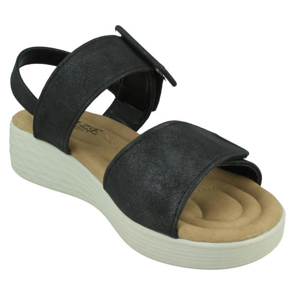 Eaze Ladies Eaze Low Wedge Mule Sandal with Chunky Buckle Strap F12080
