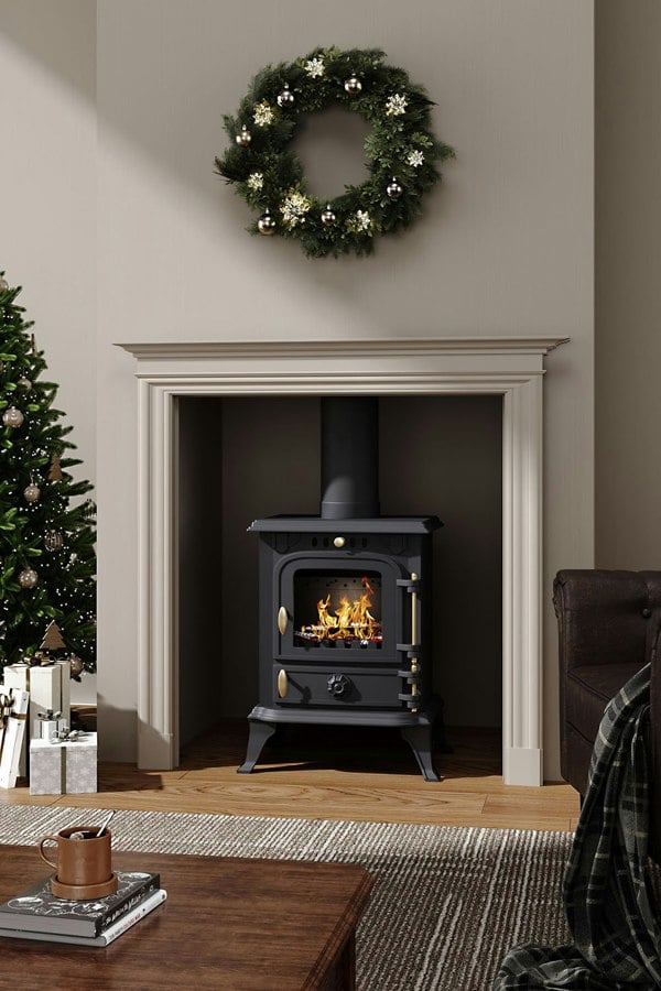 Living and Home Freestanding Cast Iron Wood Burning Stove Fireplace with Stove Pipe