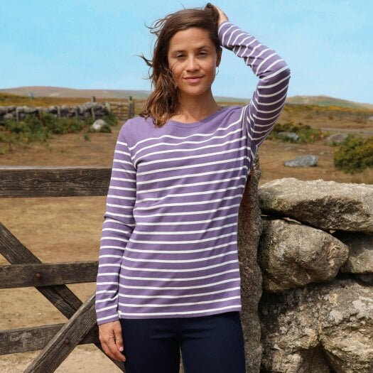 Lazy Jacks LJ97 - Long Sleeve Striped Breton Top - Mauve