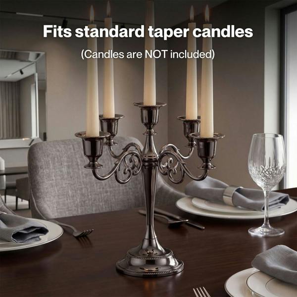 Levede Candle Holder 5 Arm Metal Candelabra Black Candlestick Stand Centerpiece