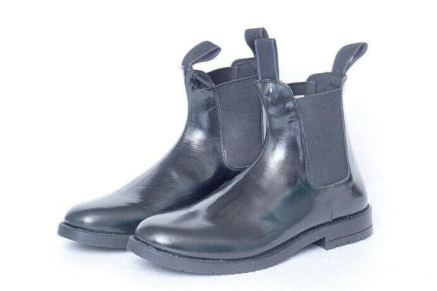 eQuitack Adults Leather Chelsea Horse Riding Jodhpur Boots With Elasticated Side Panels & Pull Tabs Black