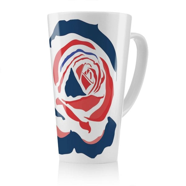 Benjamin Tate Design Red & Blue Rose Print Latte Mug