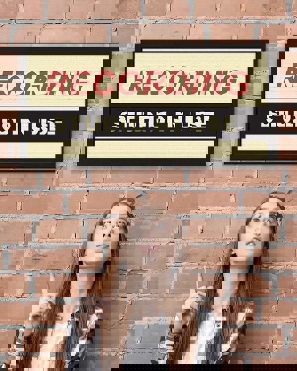 Framed Wall Art Print - Recording Studio In Use Sign for Music Lovers