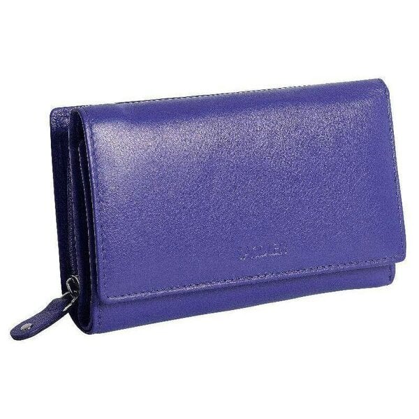 SADDLER Compact Trifold Leather Purse "Eleanor" – Handmade by Saddler | RFID Protected & Gift Boxed | 10 Card Slots & Rear Zip Coin Pocket - Ultra Violet