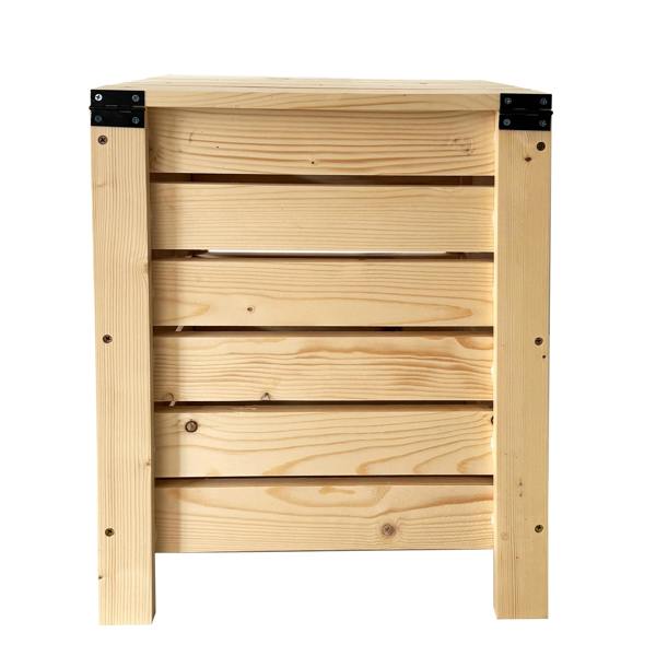 Core Products Narrow Slatted Storage Box with Lid, Pre-Sanded Pine