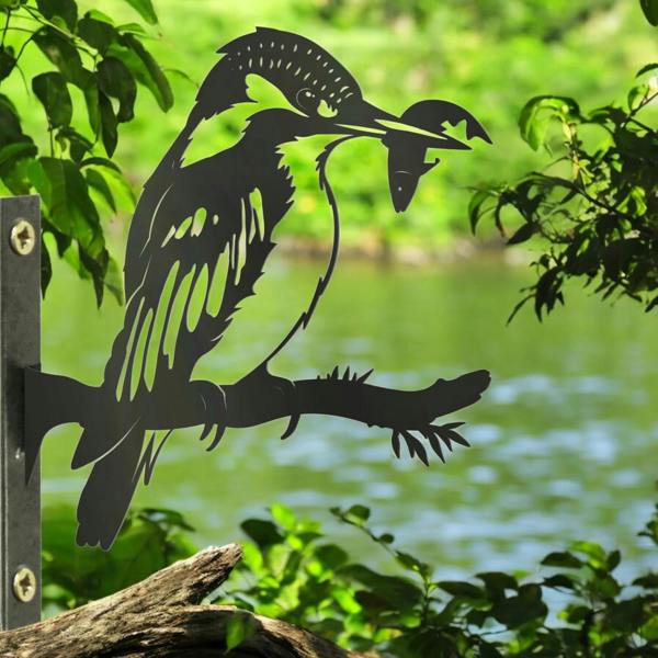 EDH Door Hardware Metal Kingfisher Tree Silhouette – 18cm x 28cm | Rustic Outdoor & Indoor Wall Art for Garden, Fence, or Home Décor