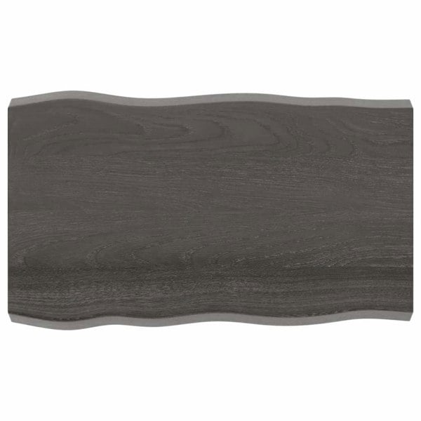 Berkfield Table Top Dark Grey 100x60x6 cm Treated Solid Wood Oak Live Edge