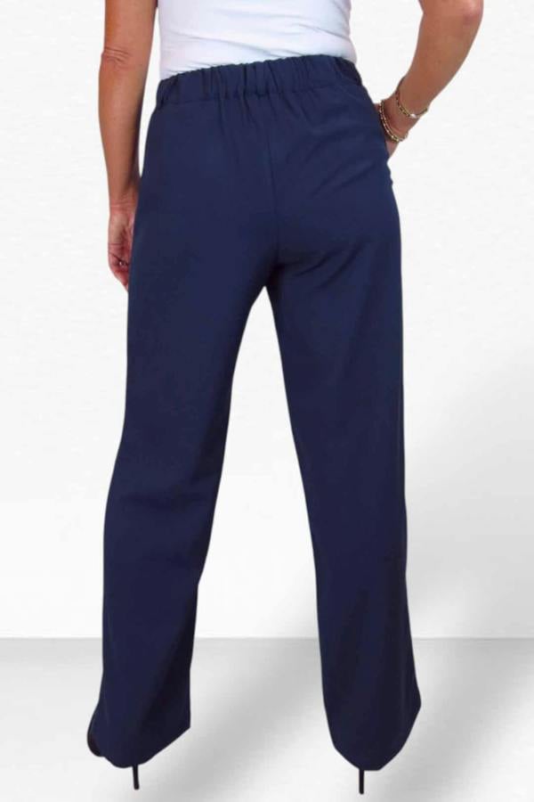 Paulo Due Women's Smart High Waist Wide Leg Trousers with Elastic Waist