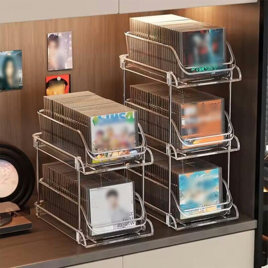 Havendro Clear Plastic Drawer Organizer CD DVD Storage Rack with Smooth Pull Out Drawers