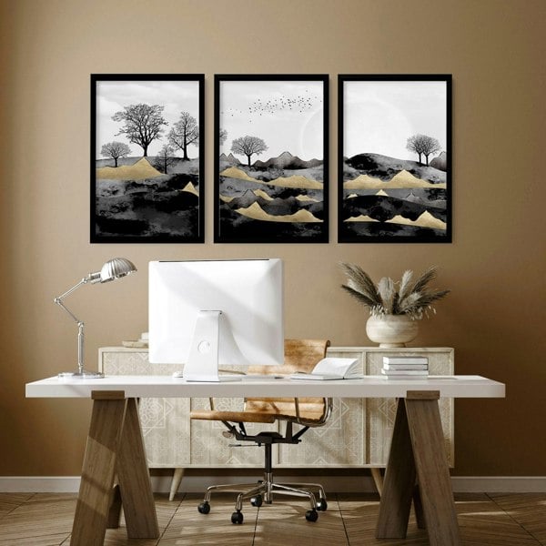 Scandinavian home decor for office | set of 3 wall art prints