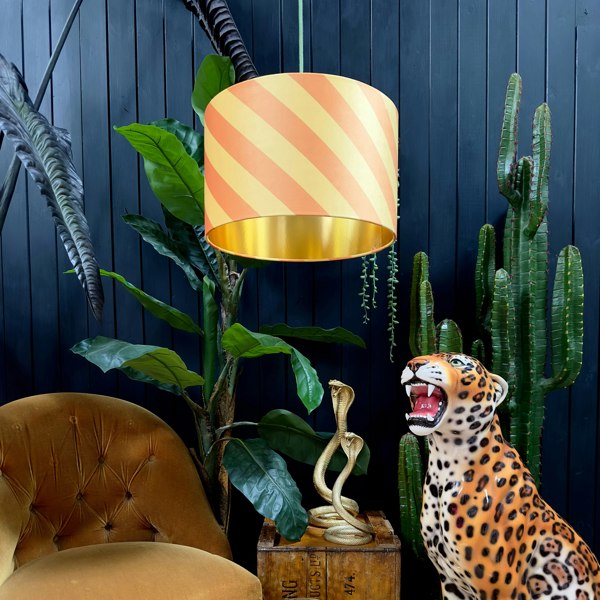 Love Frankie Marmalade Helter Skelter Velvet Lampshades With Gold Foil Lining