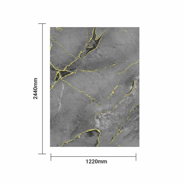 Britwall High-Gloss PET Charcoal Panel with Gilded Gray Marble Design Size:1220 x 2440 x 8 mm (Pack of 2)