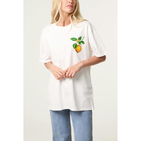 Blue Vanilla Short Sleeve Back Lemon Print T-Shirt