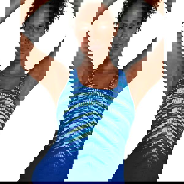 Speedo Digital Placement Medalist blue teal geometric racerback tank top