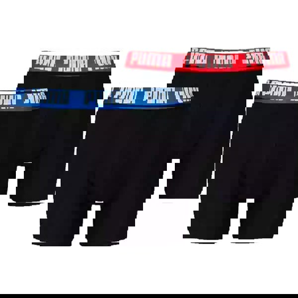 Puma - 2 - Pack Everyday Basic Boxer Briefs, Black w/ red/blue - Boxers - and - Briefs.net