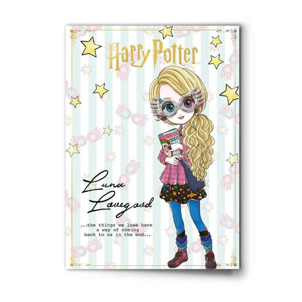 Luna Lovegood Character Greetings Card with glasses Pinbadge (Pack of 6)