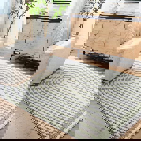 Livabliss Fossay Shag-Washable Beige Green Modern High Pile Rug