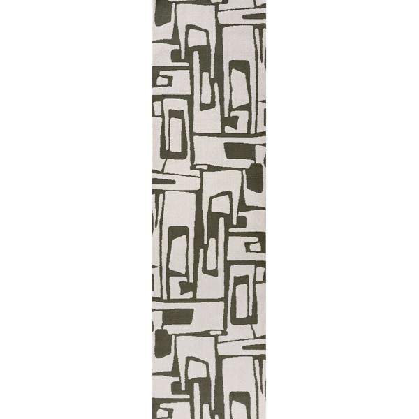 Vertical strip of patterned paper with abstract geometric design on a white background