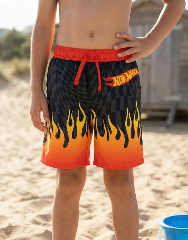 Vanilla Underground Hot Wheels Boys Red Flame Short Swim Shorts