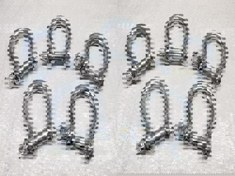 x5 12MM Galvanised Commercial Bow Shackles - Chain Connector Caravan Tether