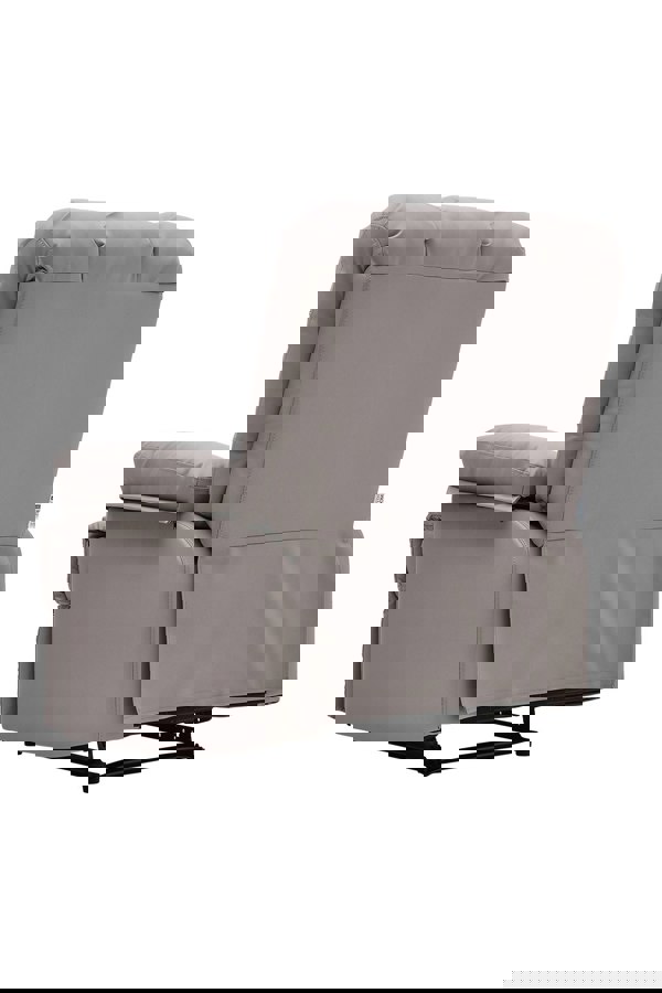 Living and Home Khaki Checkered Faux Leather Upholstered Recliner Armchair