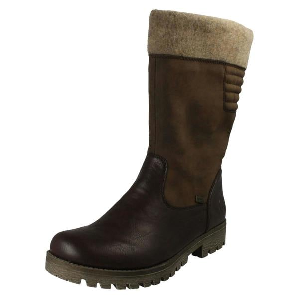 Rieker Ladies Rieker Zip Mid Calf Fleece Lined Water Repellent Boots 78585